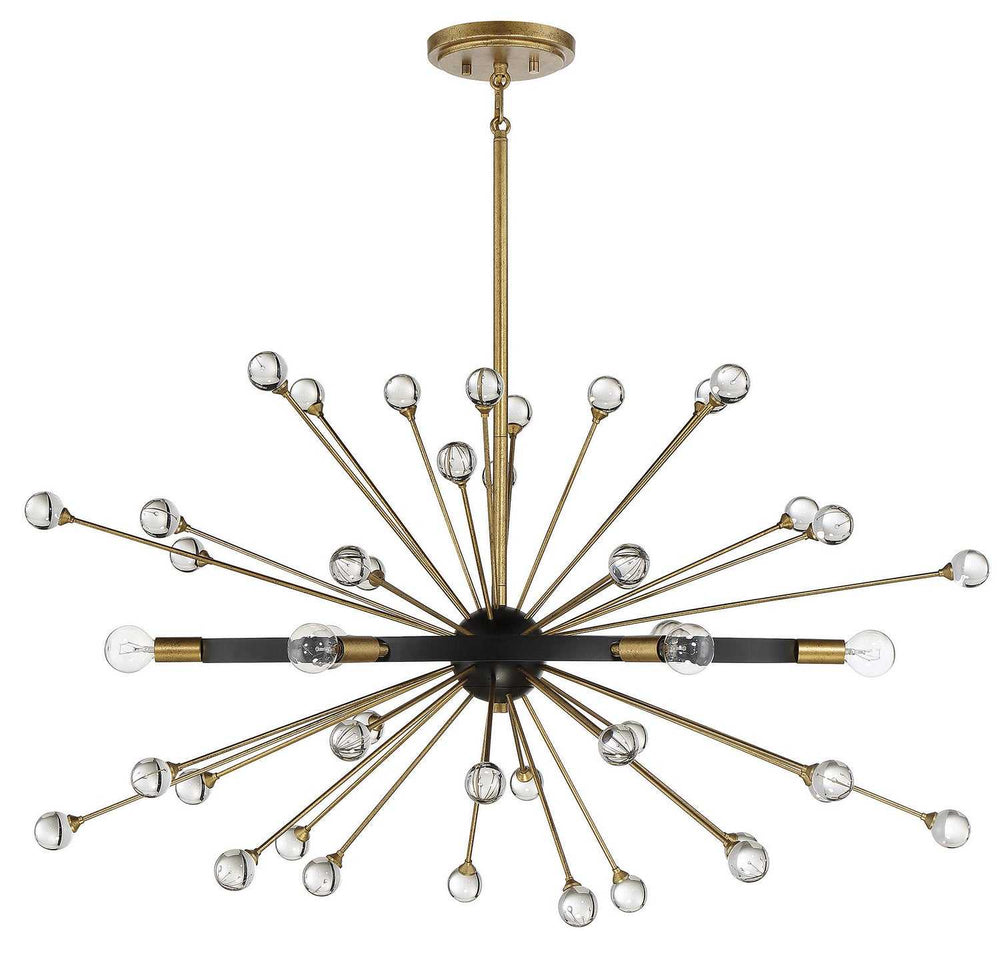 Ariel Six Light Chandelier in Como Black with Gold Savoy House