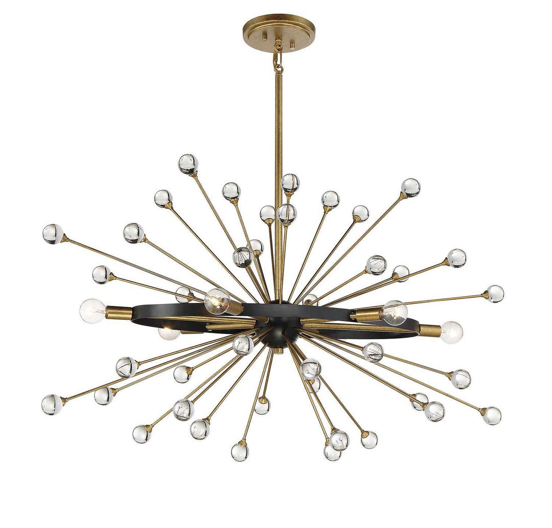 Ariel Six Light Chandelier in Como Black with Gold Savoy House
