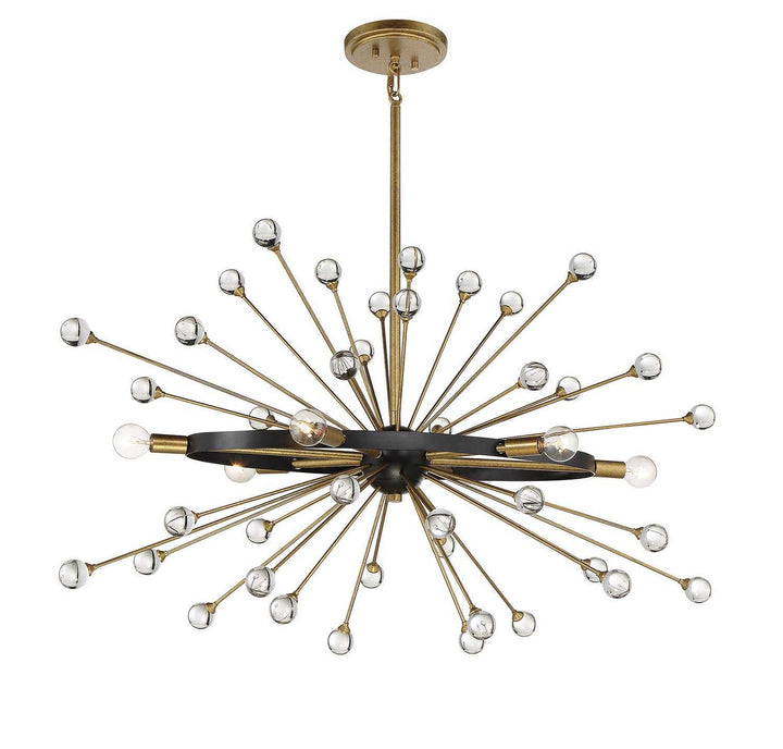 Ariel Six Light Chandelier in Como Black with Gold Savoy House