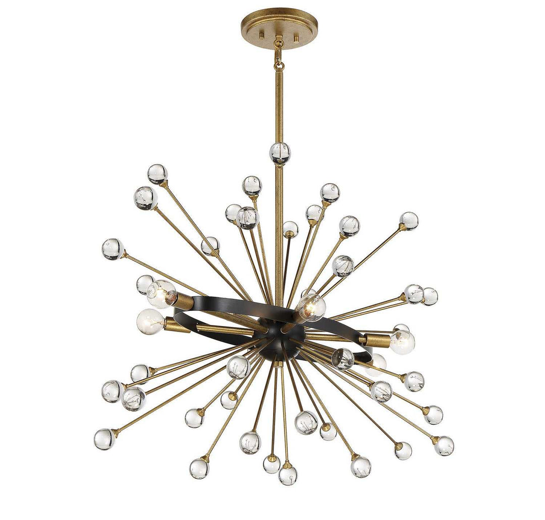 Ariel Six Light Chandelier in Como Black with Gold Savoy House