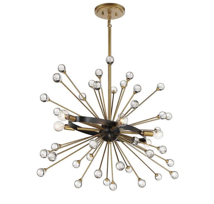 Ariel Six Light Chandelier in Como Black with Gold Savoy House