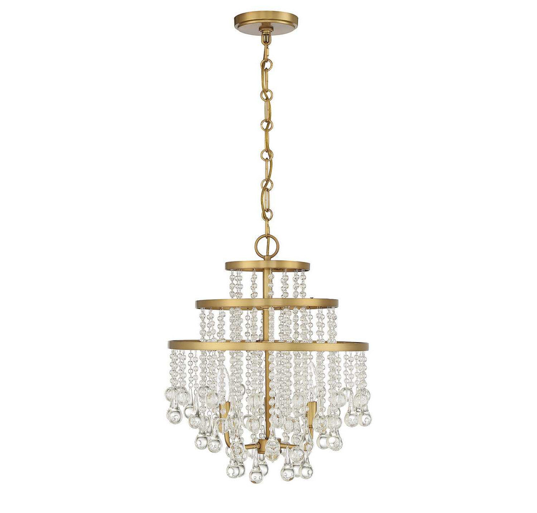 Luna Three Light Mini Chandelier in Warm Brass Savoy House