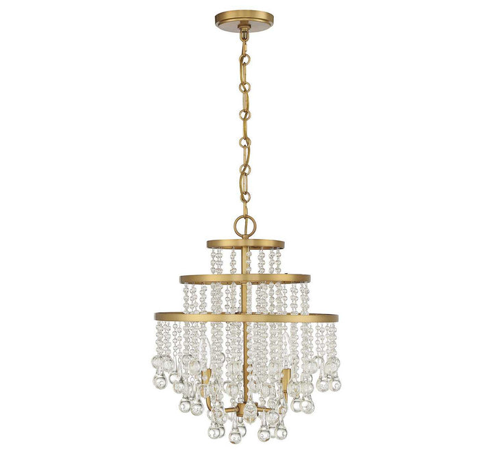 Luna Three Light Mini Chandelier in Warm Brass Savoy House