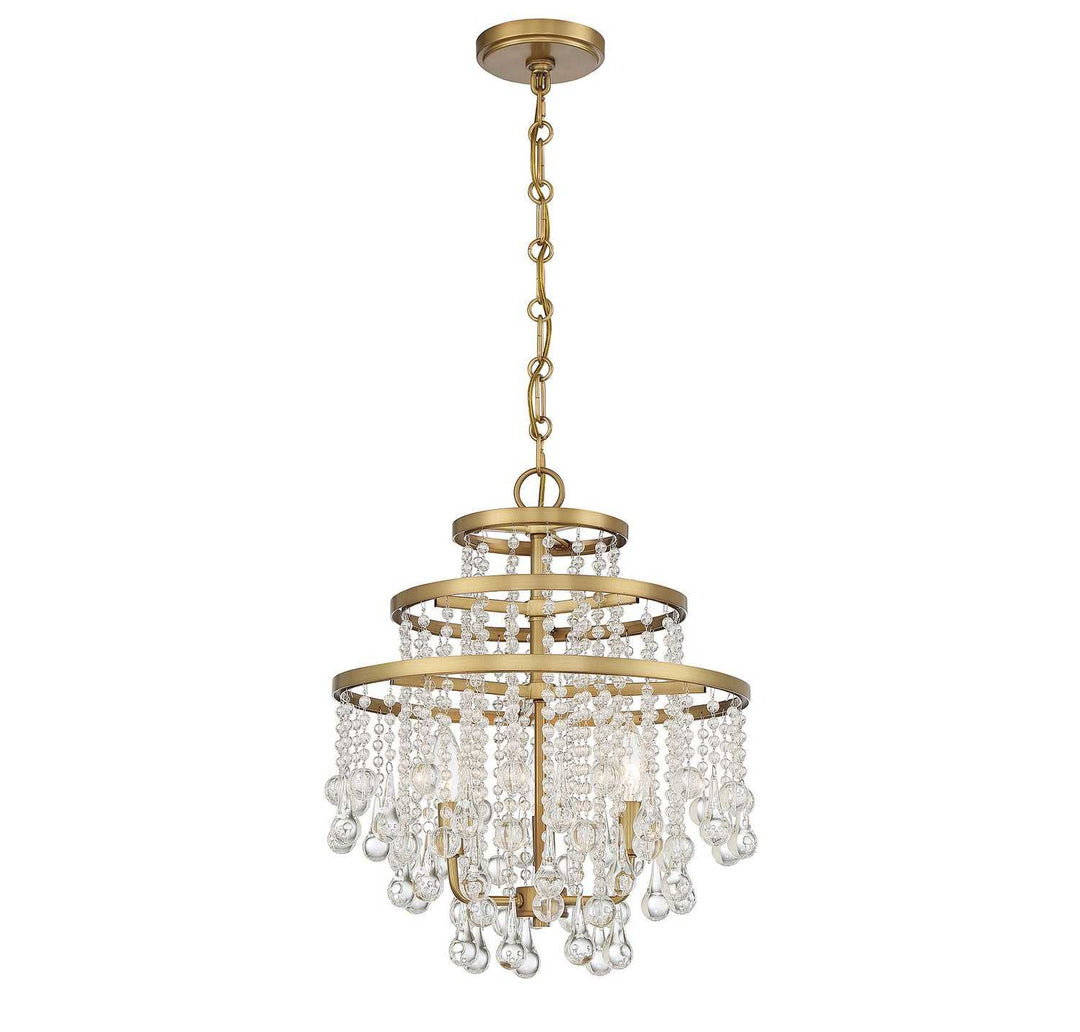 Luna Three Light Mini Chandelier in Warm Brass Savoy House
