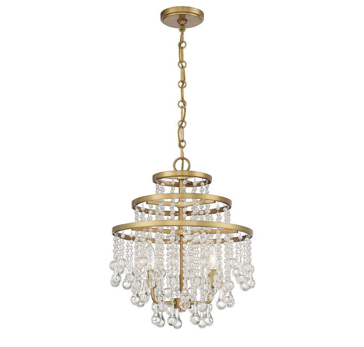 Luna Three Light Mini Chandelier in Warm Brass Savoy House