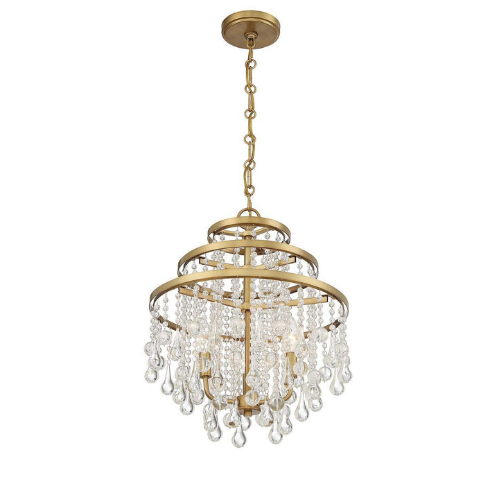 Luna Three Light Mini Chandelier in Warm Brass Savoy House