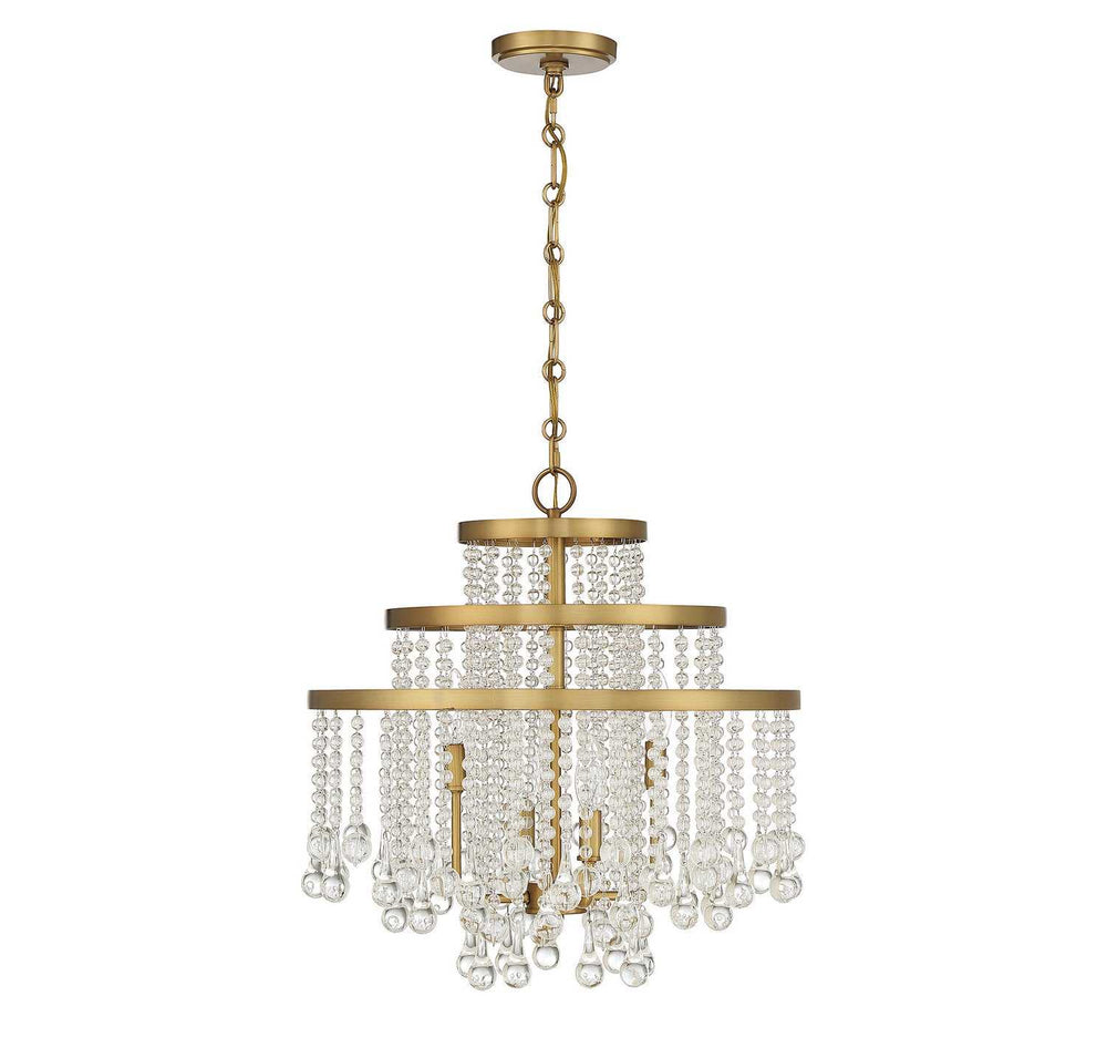 Luna Four Light Chandelier in Warm Brass Savoy House