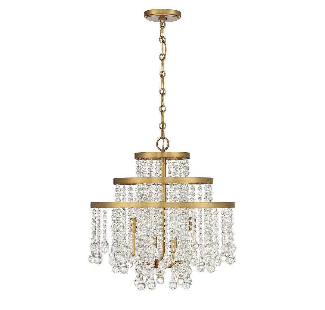 Luna Four Light Chandelier in Warm Brass Savoy House