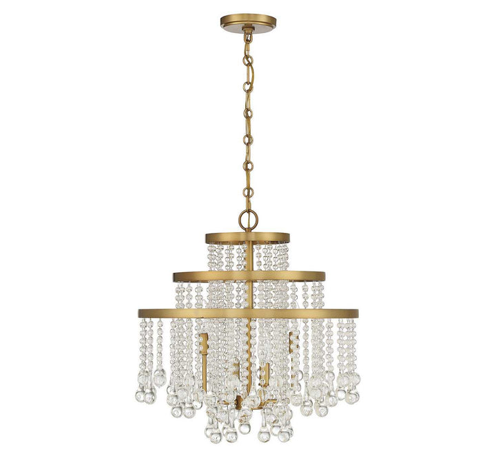 Luna Four Light Chandelier in Warm Brass Savoy House