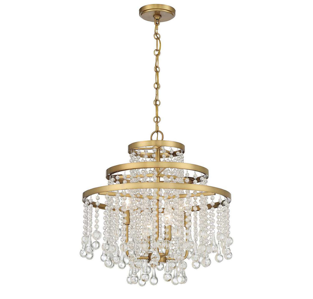Luna Four Light Chandelier in Warm Brass Savoy House