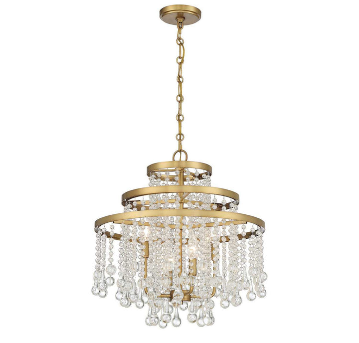 Luna Four Light Chandelier in Warm Brass Savoy House