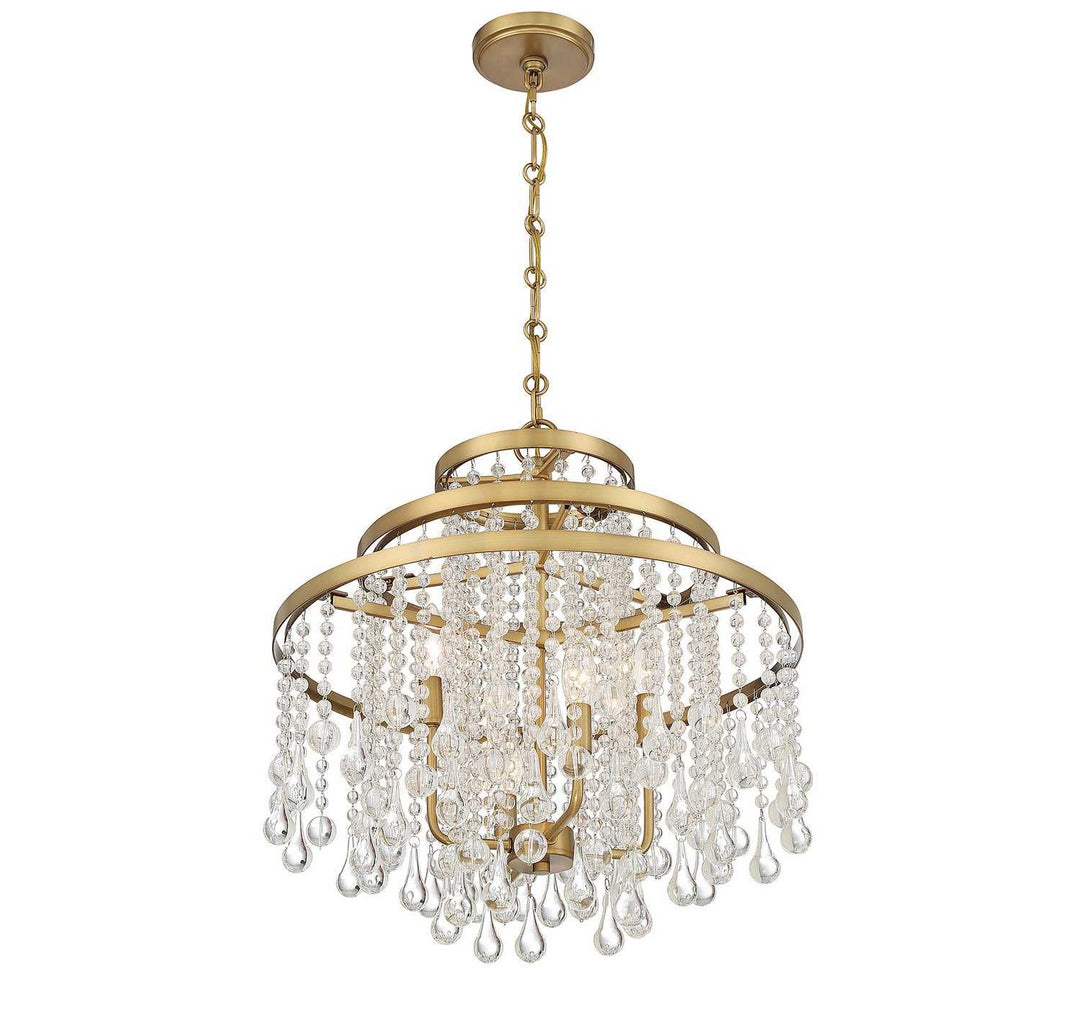 Luna Four Light Chandelier in Warm Brass Savoy House