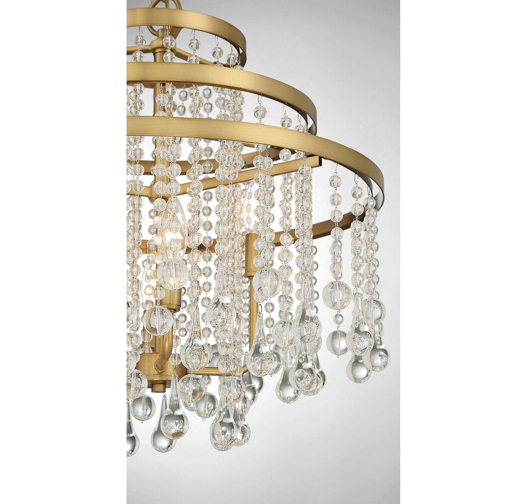 Luna Four Light Chandelier in Warm Brass Savoy House