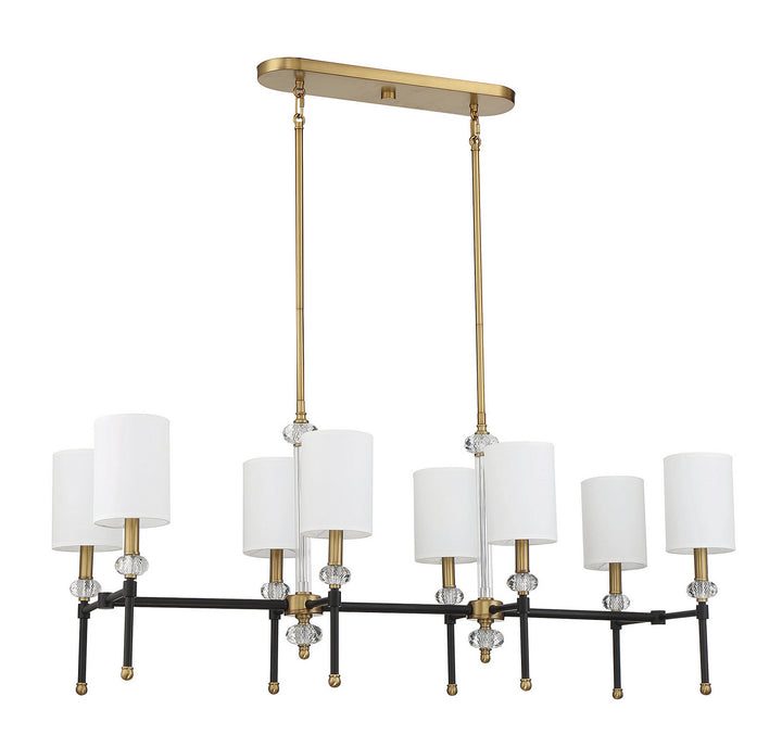 Savoy House - 1-1889-8-143 - Eight Light Linear Chandelier - Tivoli - Matte Black w/Warm Brass