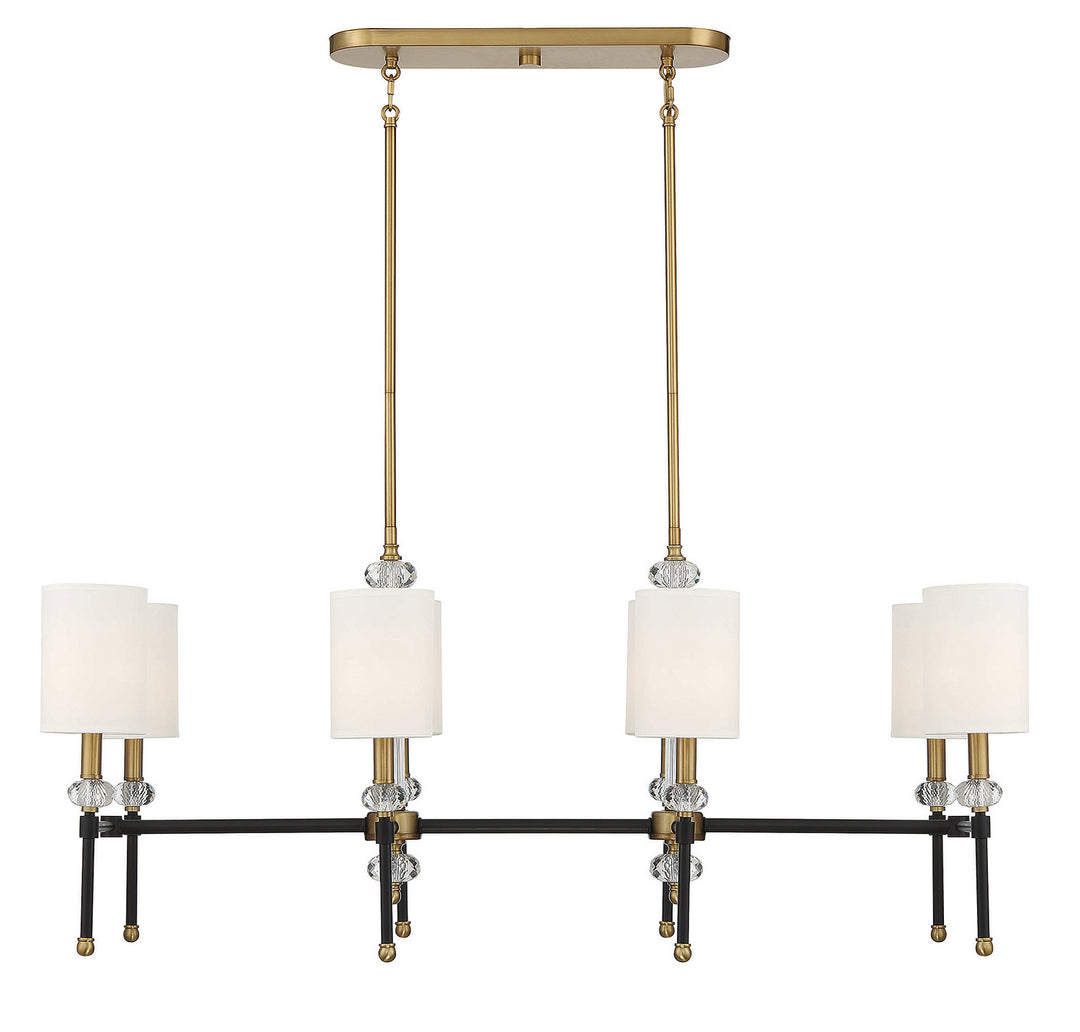 Savoy House - 1-1889-8-143 - Eight Light Linear Chandelier - Tivoli - Matte Black w/Warm Brass
