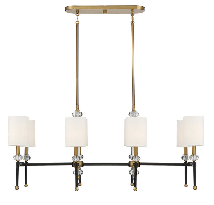 Savoy House - 1-1889-8-143 - Eight Light Linear Chandelier - Tivoli - Matte Black w/Warm Brass
