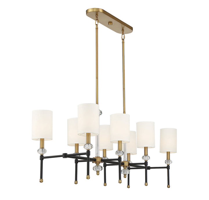 Savoy House - 1-1889-8-143 - Eight Light Linear Chandelier - Tivoli - Matte Black w/Warm Brass