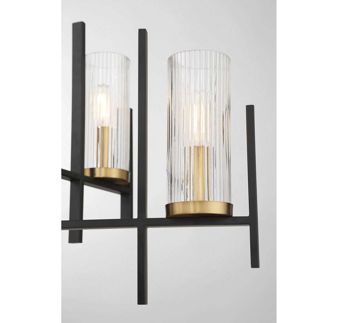 Midland Six Light Chandelier in Matte Black with Warm Brass Accents Savoy House