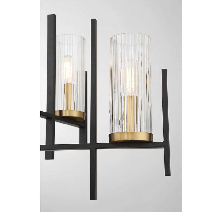 Midland Six Light Chandelier in Matte Black with Warm Brass Accents Savoy House