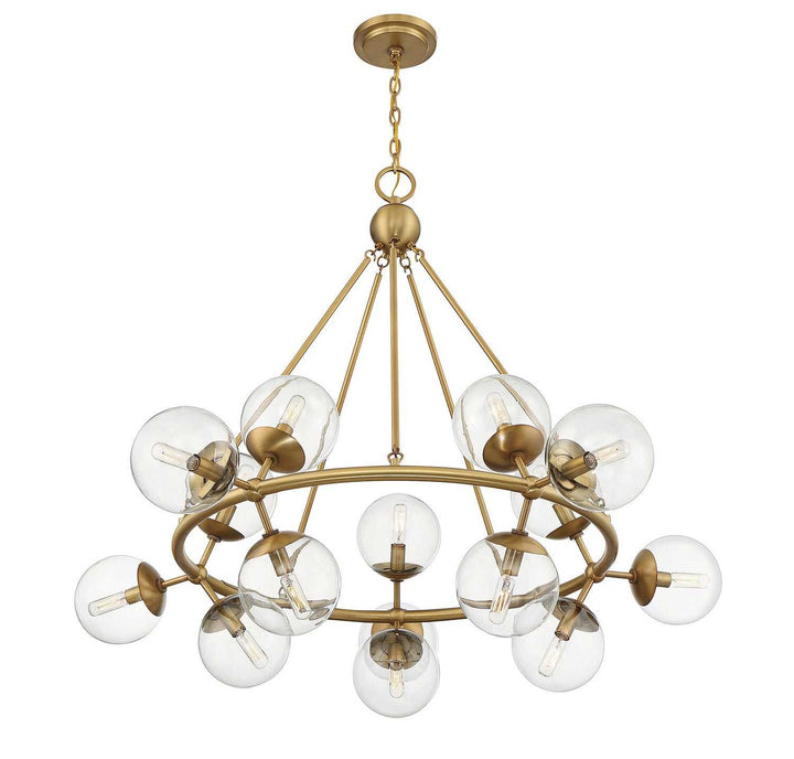 Orion 15 Light Chandelier in Warm Brass Savoy House