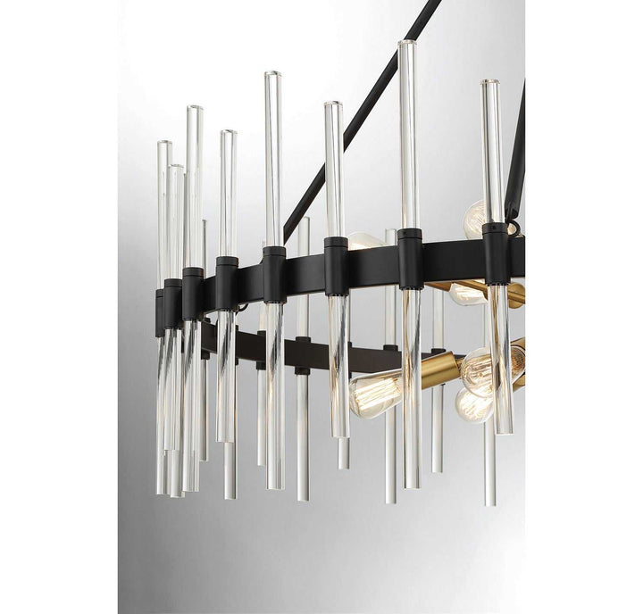 Santiago 12 Light Chandelier in Matte Black with Warm Brass Accents Savoy House