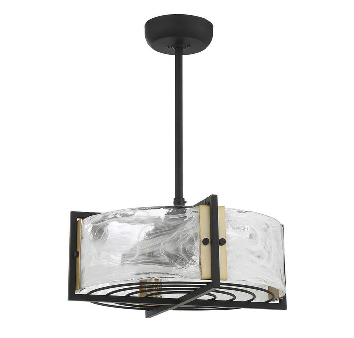Hayward Four Light Fan D'lier in Matte Black with Warm Brass Accents Savoy House
