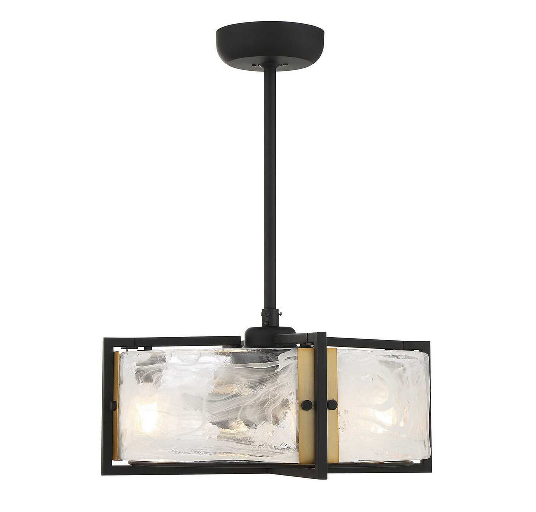 Hayward Four Light Fan D'lier in Matte Black with Warm Brass Accents Savoy House