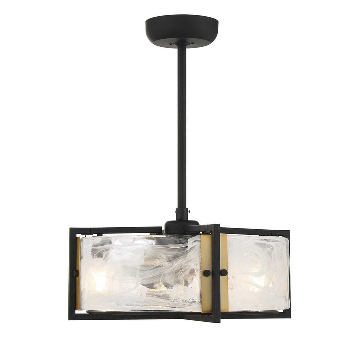 Hayward Four Light Fan D'lier in Matte Black with Warm Brass Accents Savoy House