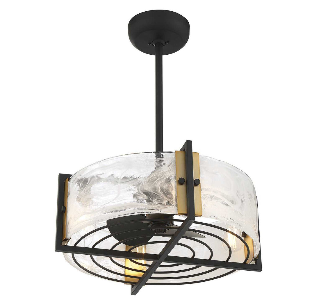 Hayward Four Light Fan D'lier in Matte Black with Warm Brass Accents Savoy House