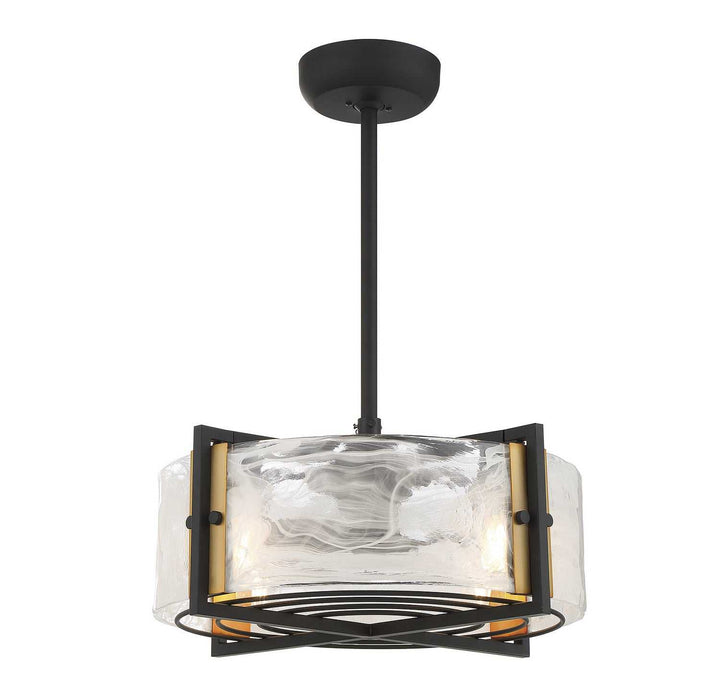 Hayward Four Light Fan D'lier in Matte Black with Warm Brass Accents Savoy House