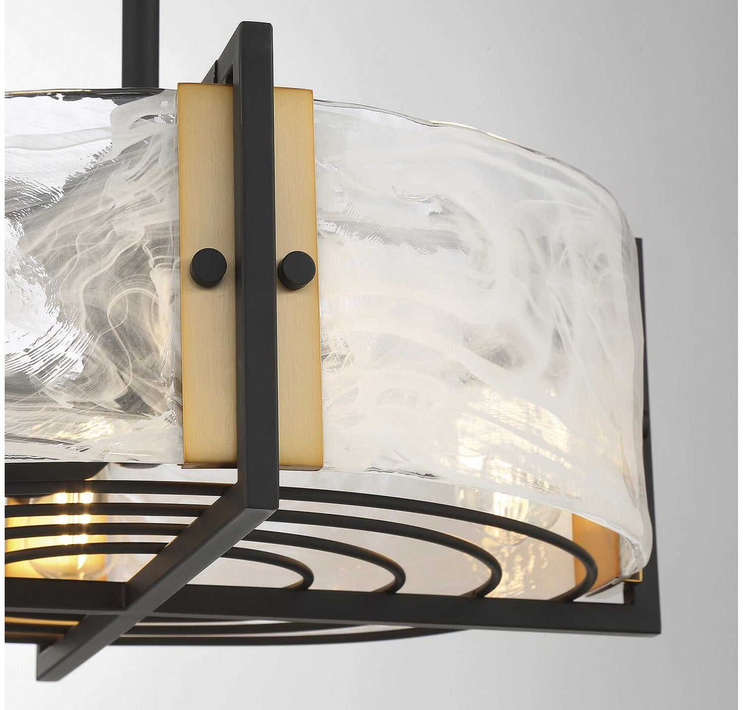 Hayward Four Light Fan D'lier in Matte Black with Warm Brass Accents Savoy House