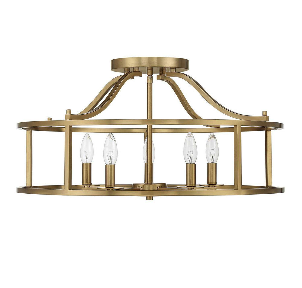 Savoy House - 6-1679-5-322 - Five Light Semi Flush Mount - Stockton - Warm Brass