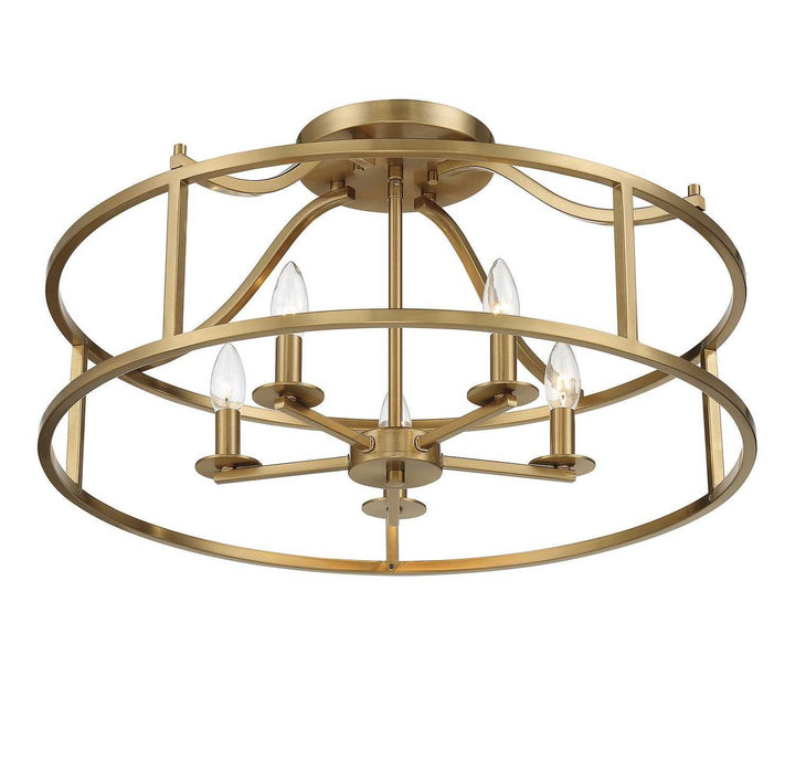 Savoy House - 6-1679-5-322 - Five Light Semi Flush Mount - Stockton - Warm Brass