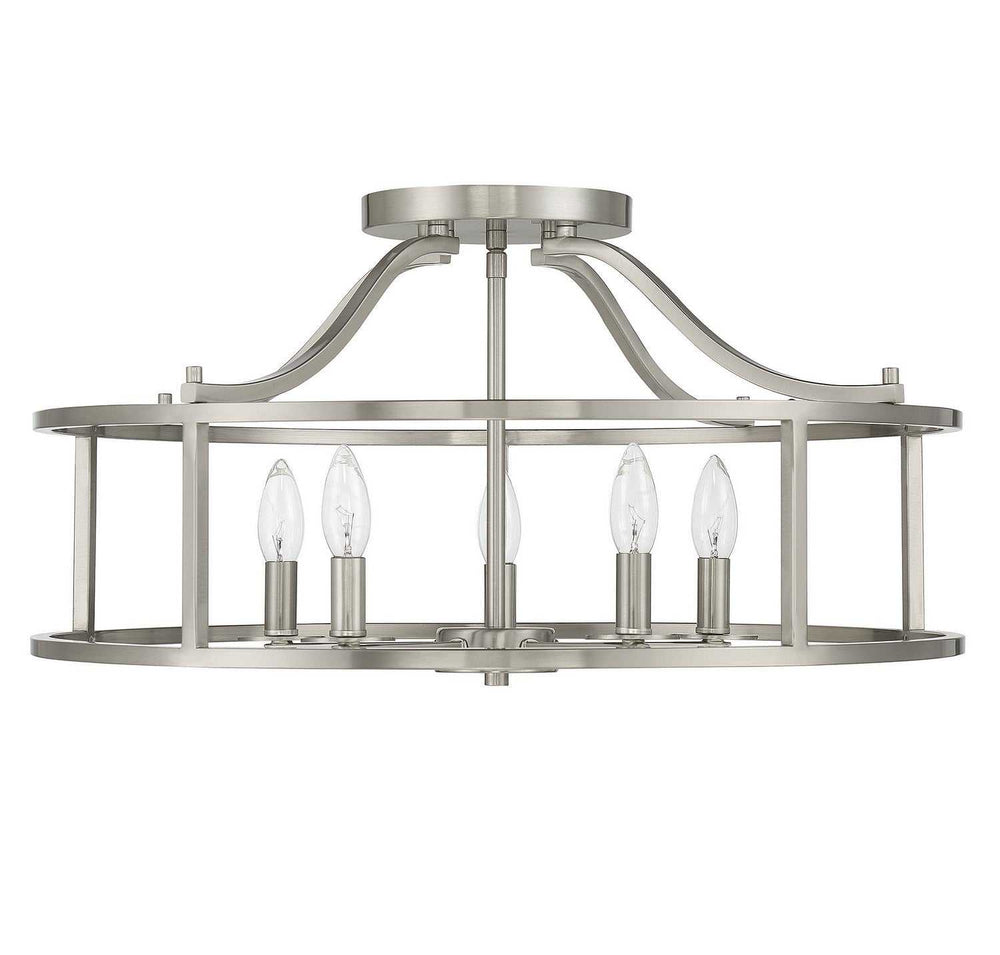 Savoy House - 6-1679-5-SN - Five Light Semi Flush Mount - Stockton - Satin Nickel