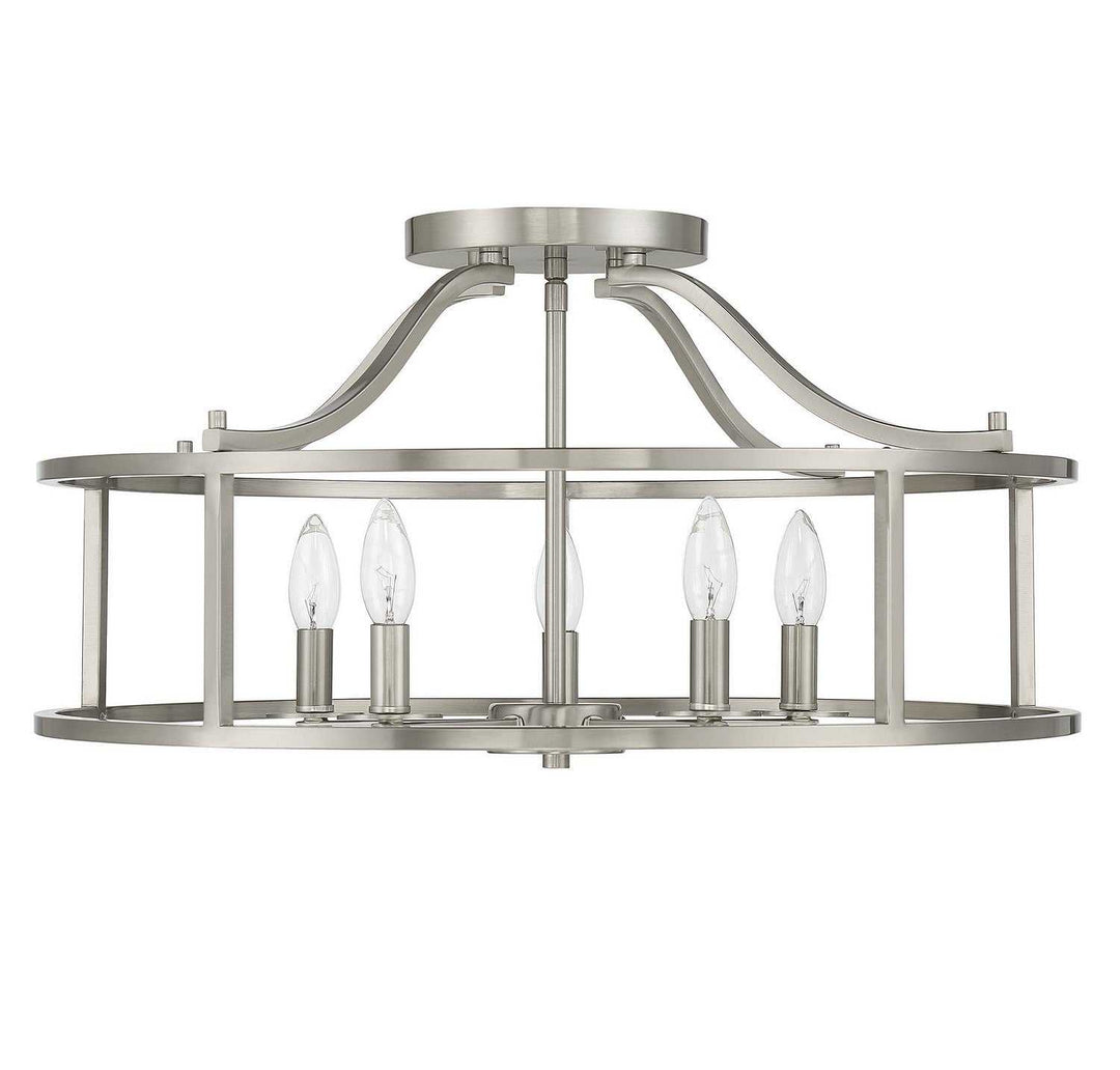 Savoy House - 6-1679-5-SN - Five Light Semi Flush Mount - Stockton - Satin Nickel