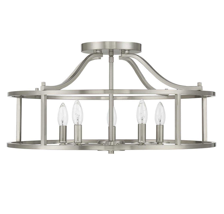 Savoy House - 6-1679-5-SN - Five Light Semi Flush Mount - Stockton - Satin Nickel