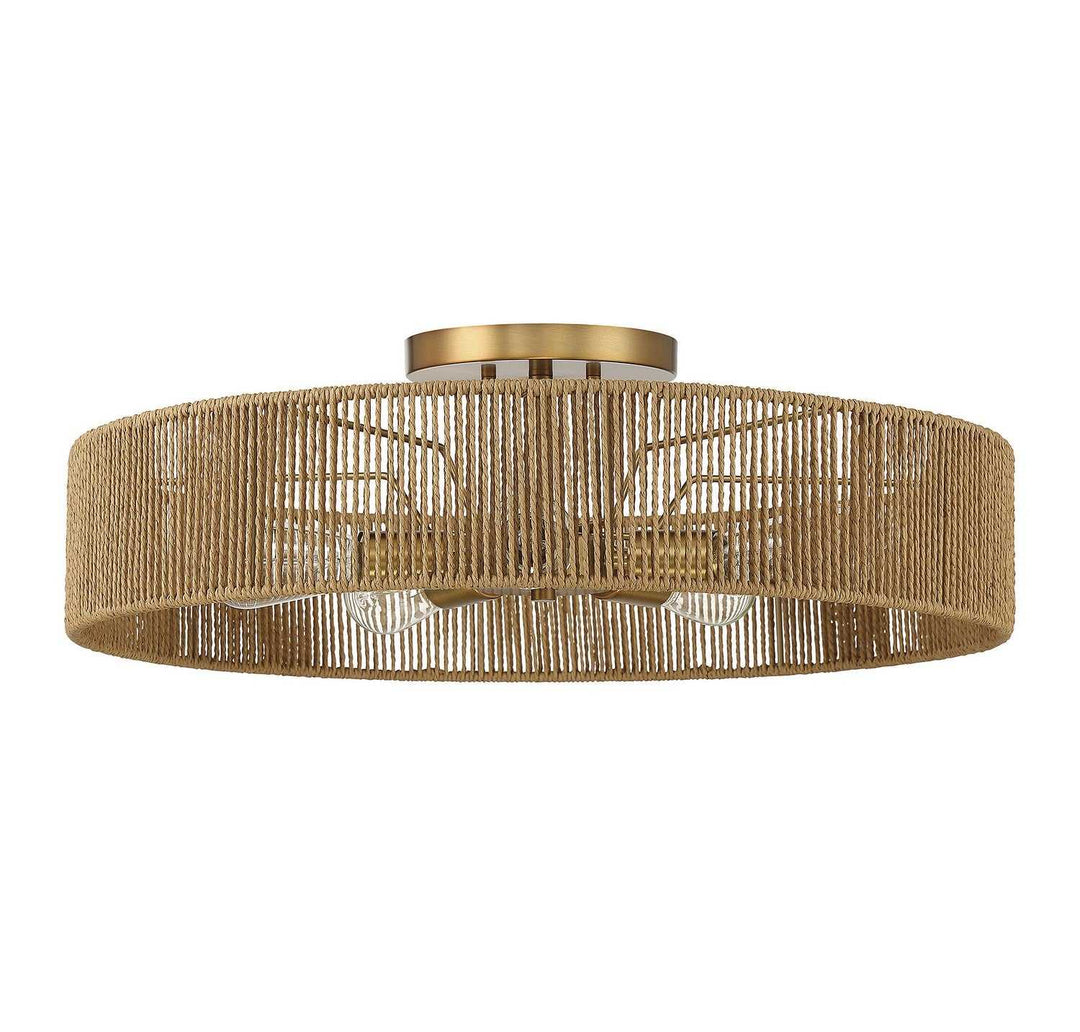 Savoy House - 6-1682-5-320 - Five Light Semi Flush Mount - Ashe - Warm Brass/Rope