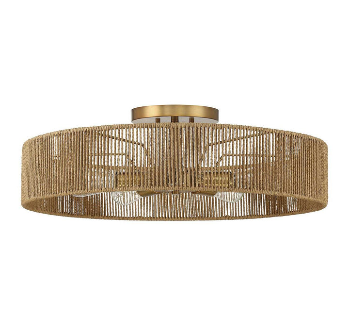 Savoy House - 6-1682-5-320 - Five Light Semi Flush Mount - Ashe - Warm Brass/Rope