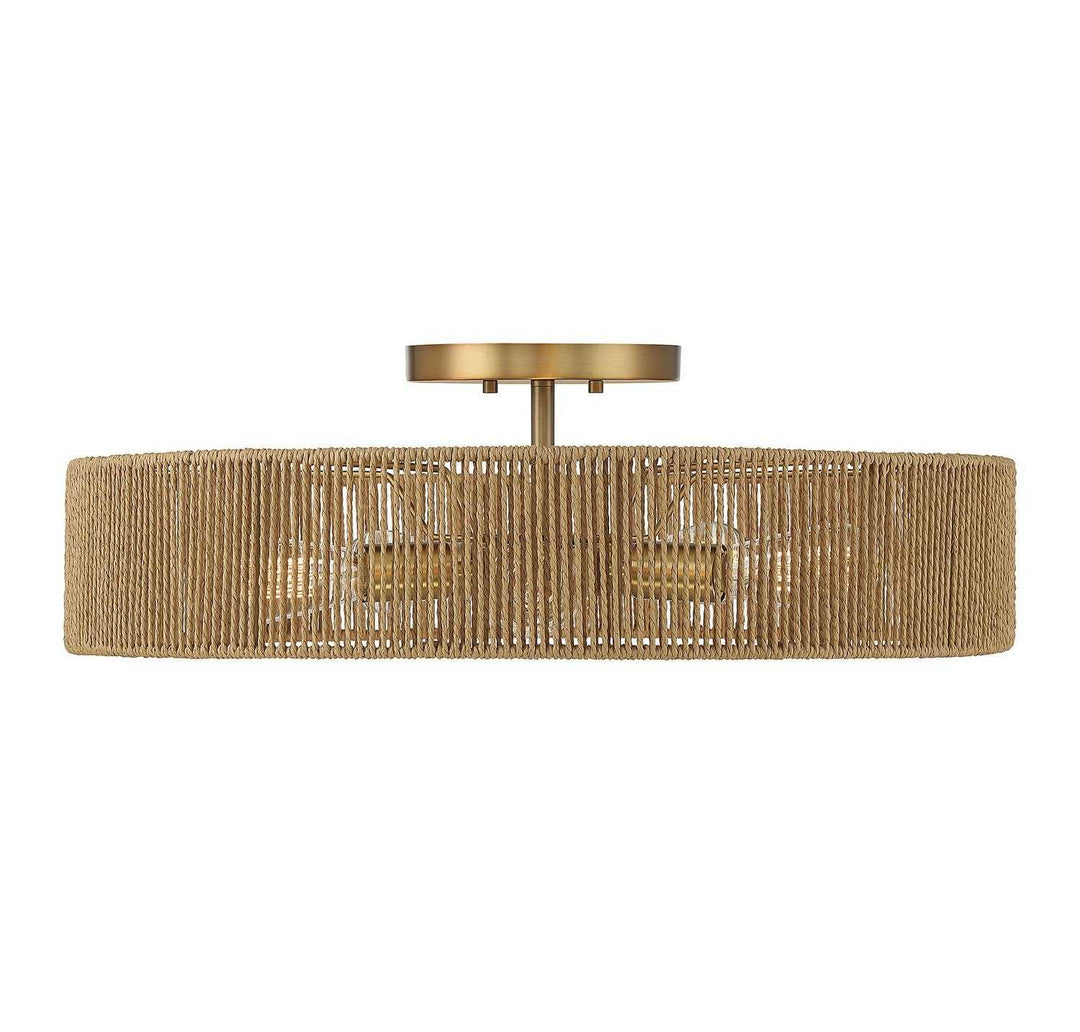Savoy House - 6-1682-5-320 - Five Light Semi Flush Mount - Ashe - Warm Brass/Rope
