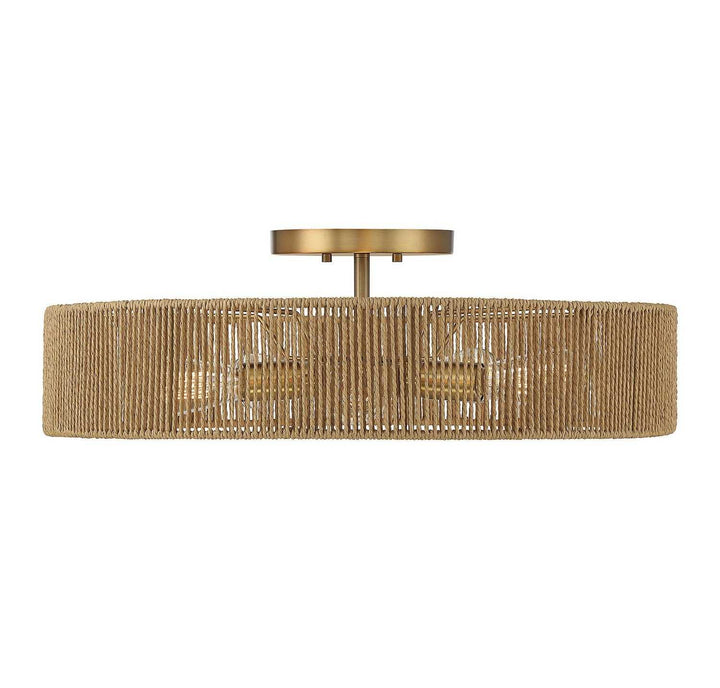 Savoy House - 6-1682-5-320 - Five Light Semi Flush Mount - Ashe - Warm Brass/Rope