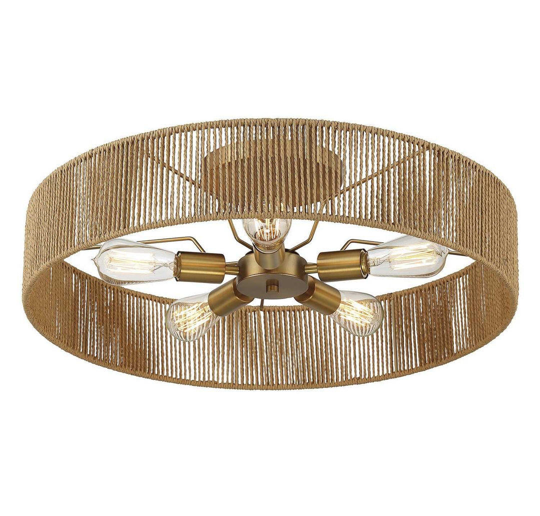 Savoy House - 6-1682-5-320 - Five Light Semi Flush Mount - Ashe - Warm Brass/Rope