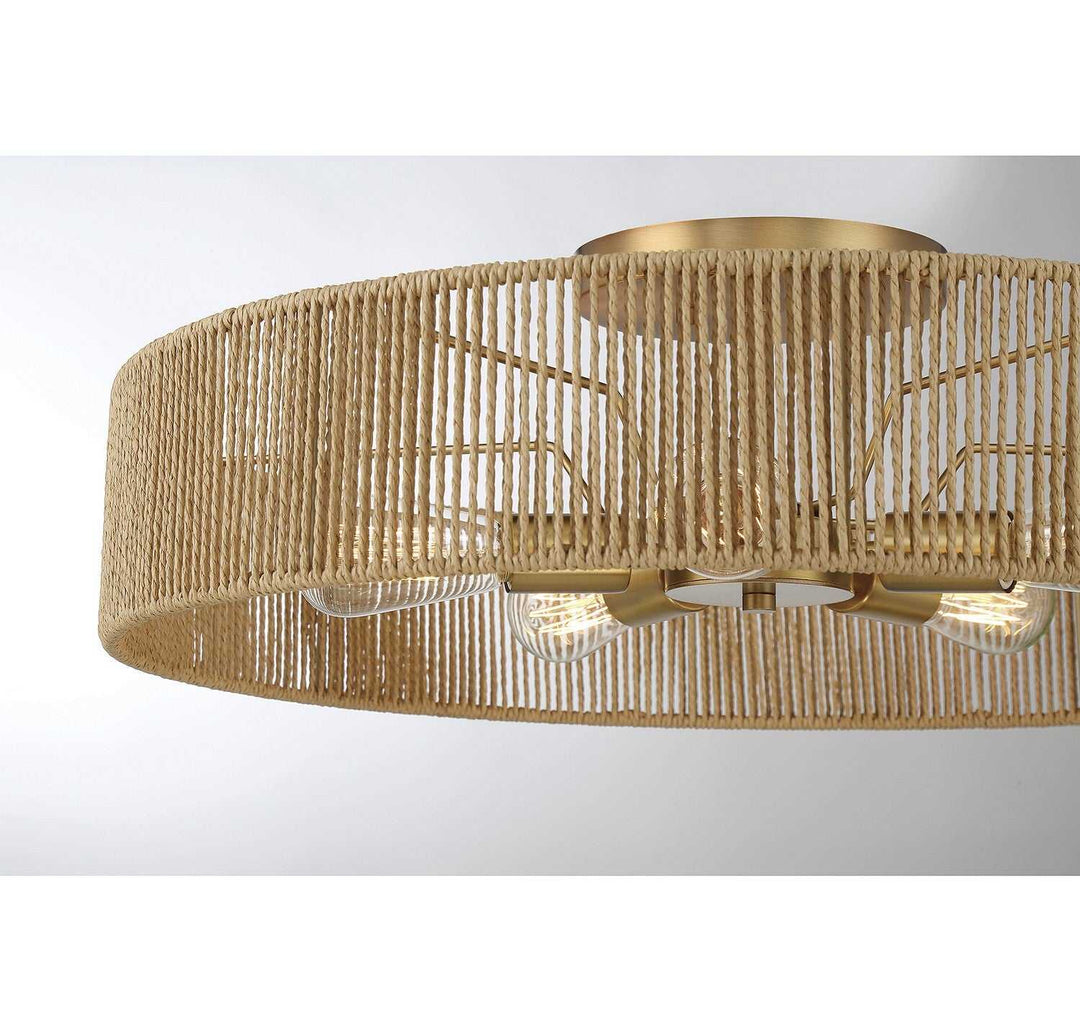 Savoy House - 6-1682-5-320 - Five Light Semi Flush Mount - Ashe - Warm Brass/Rope