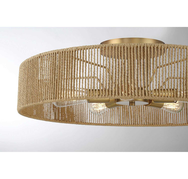 Savoy House - 6-1682-5-320 - Five Light Semi Flush Mount - Ashe - Warm Brass/Rope