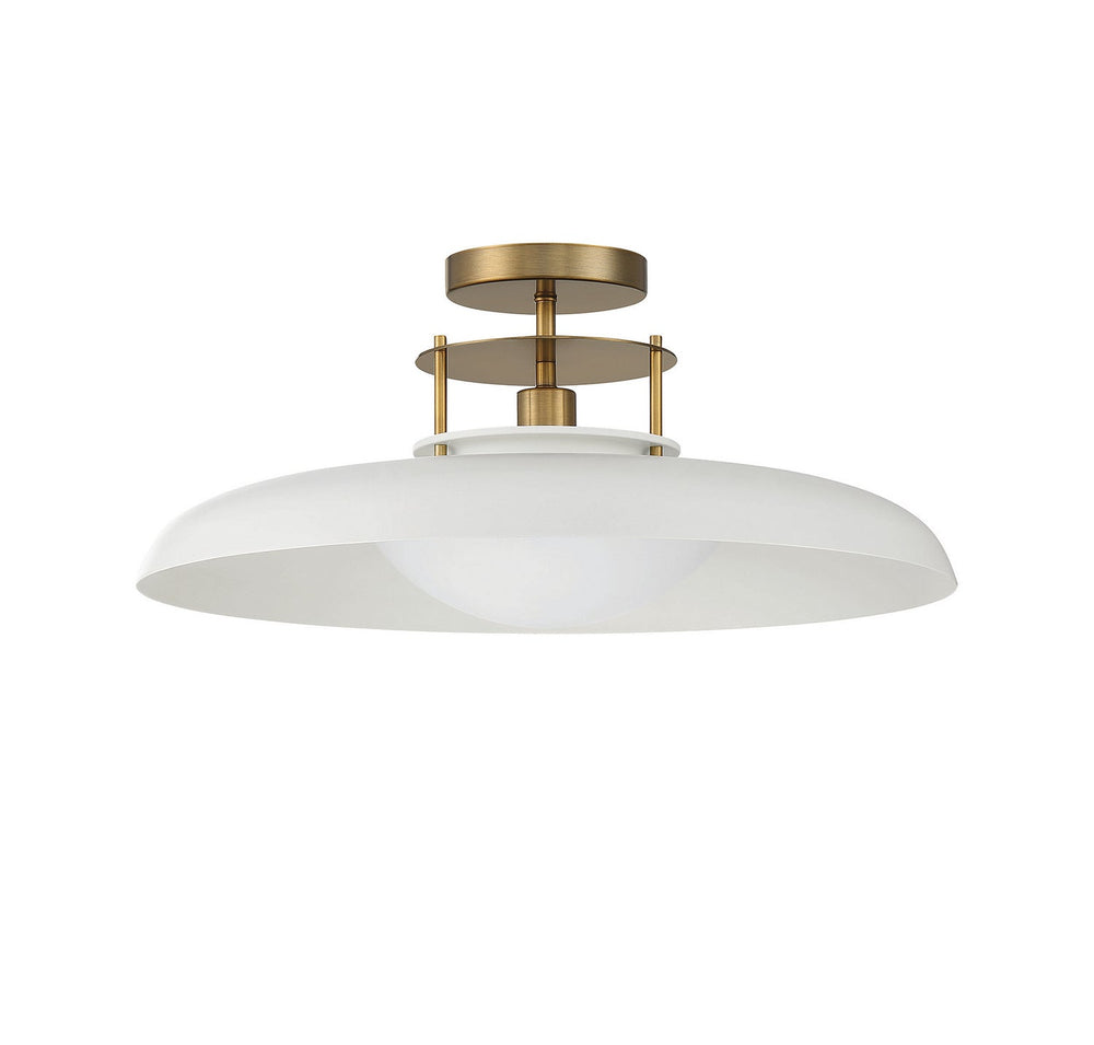 Savoy House - 6-1685-1-142 - One Light Semi-Flush Mount - Gavin - White w/Warm Brass