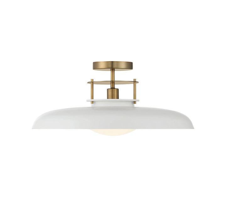 Savoy House - 6-1685-1-142 - One Light Semi-Flush Mount - Gavin - White w/Warm Brass