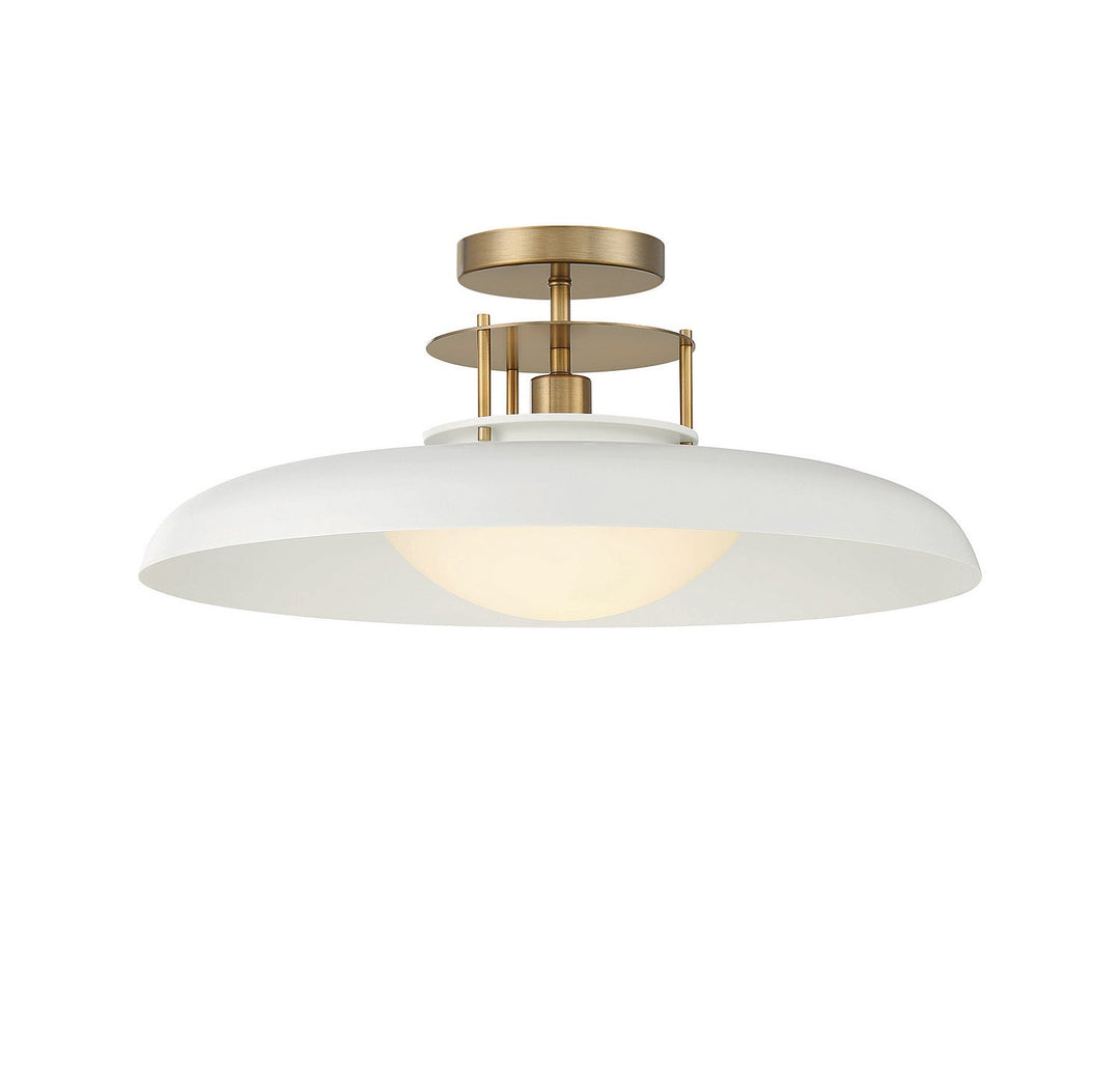 Savoy House - 6-1685-1-142 - One Light Semi-Flush Mount - Gavin - White w/Warm Brass