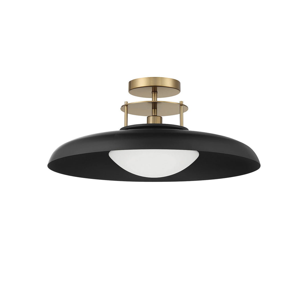 Savoy House - 6-1685-1-143 - One Light Semi-Flush Mount - Gavin - Matte Black w/Warm Brass
