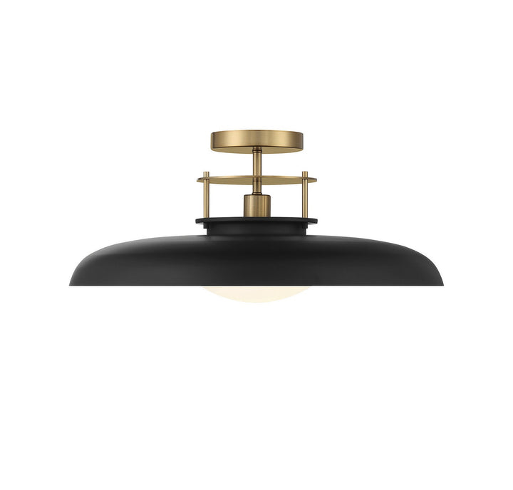Savoy House - 6-1685-1-143 - One Light Semi-Flush Mount - Gavin - Matte Black w/Warm Brass