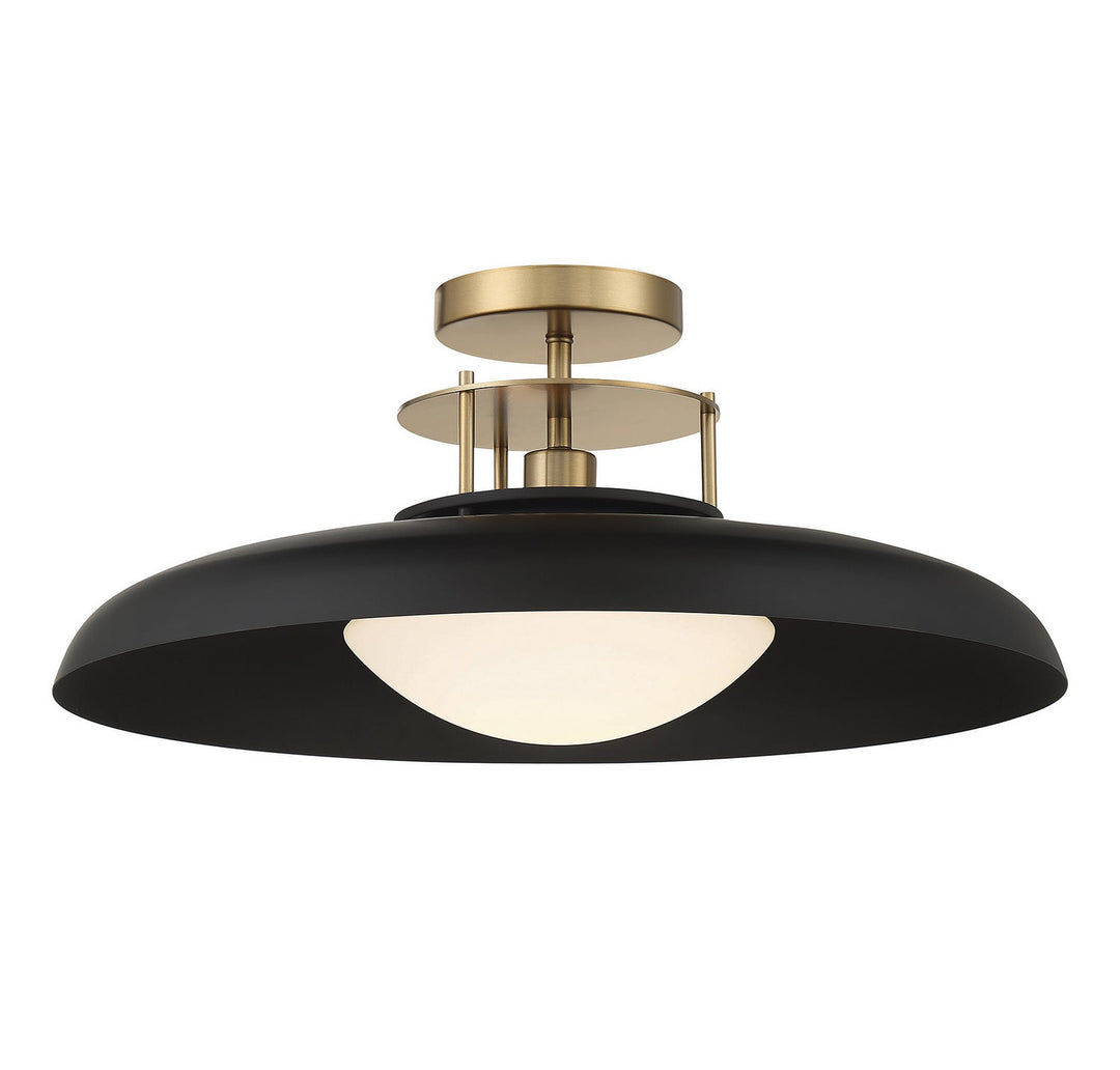 Savoy House - 6-1685-1-143 - One Light Semi-Flush Mount - Gavin - Matte Black w/Warm Brass