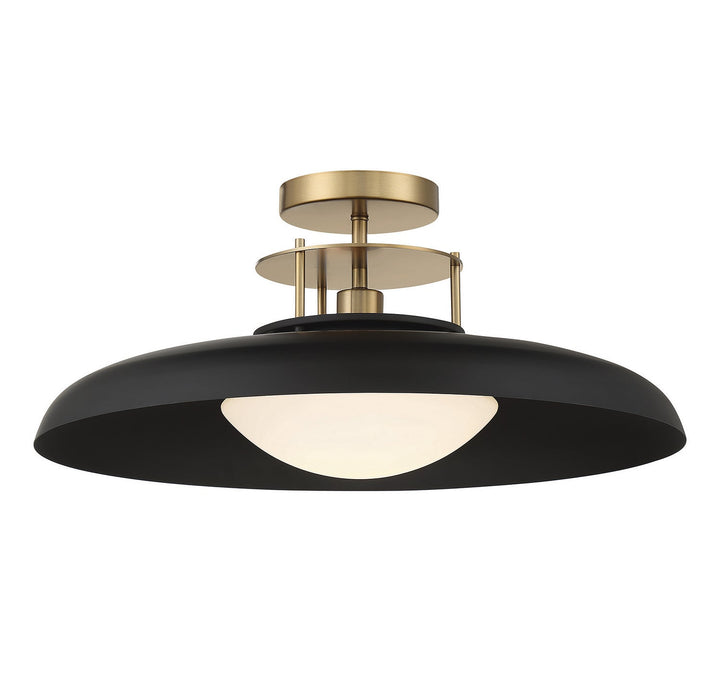 Savoy House - 6-1685-1-143 - One Light Semi-Flush Mount - Gavin - Matte Black w/Warm Brass